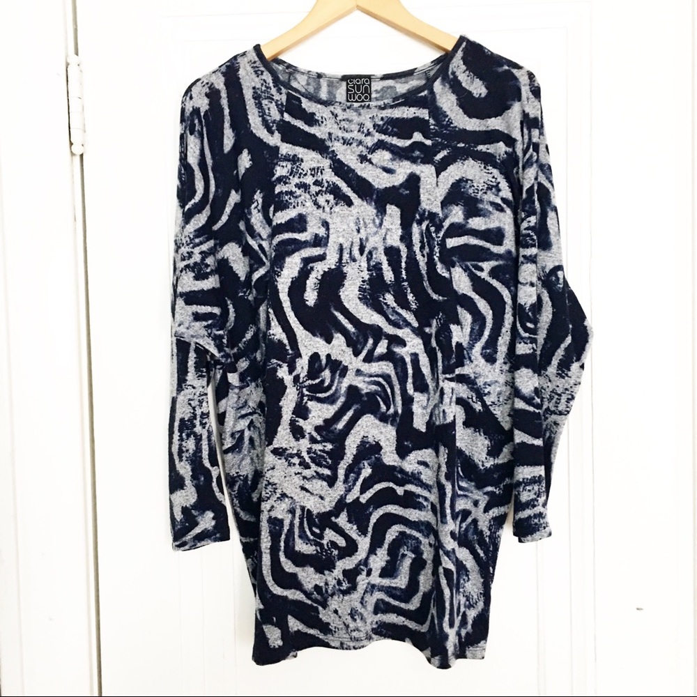 Clara Sun Woo Navy Patterned Sweater